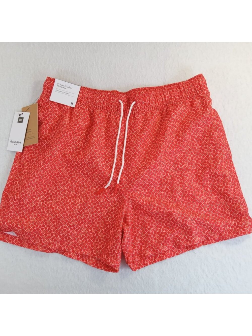 Goodfellow & Co Men's M Red Mosaic 5" Swim Trunks with Liner NWT UPF 50+ Water
